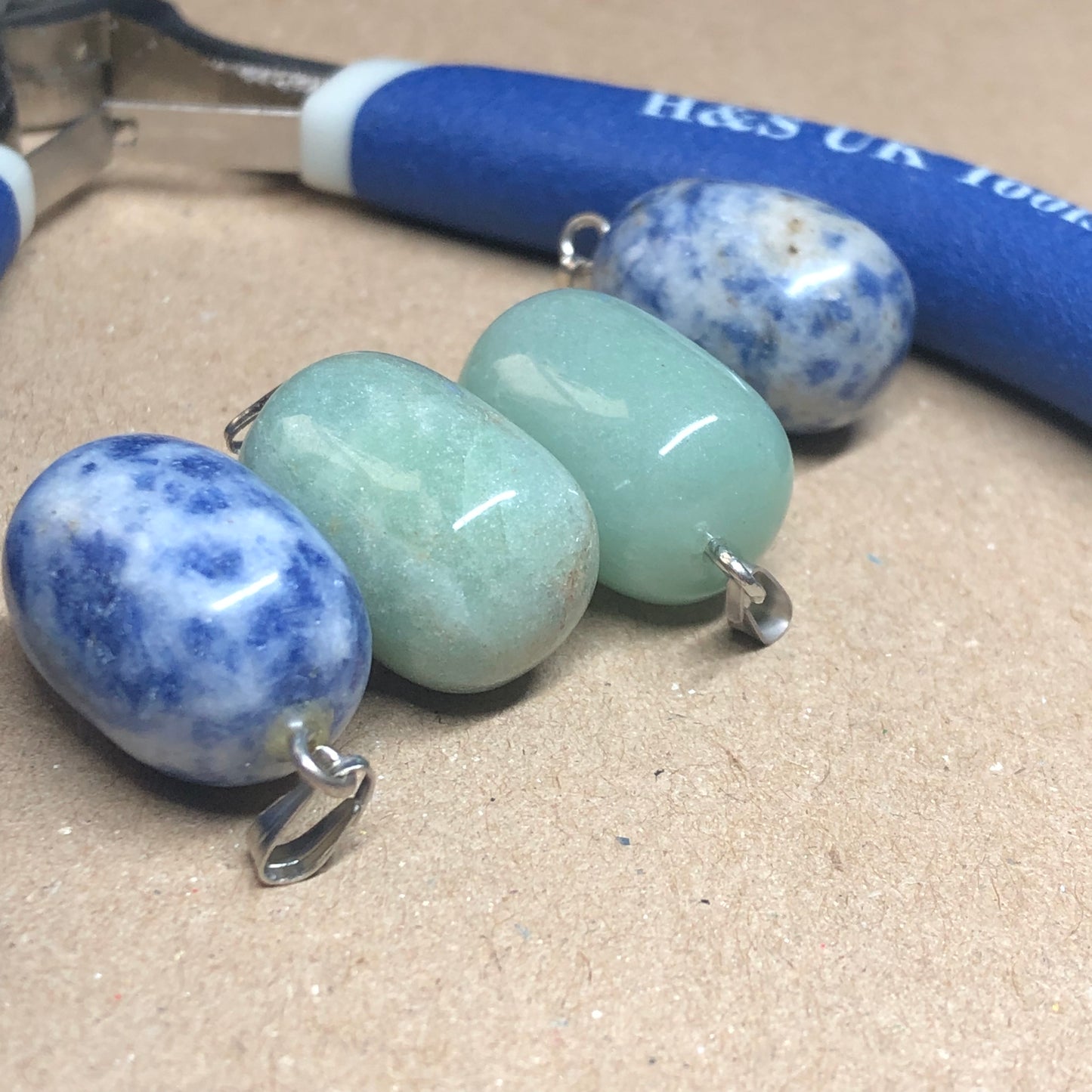 Sodalite and Aventurine pendant charms