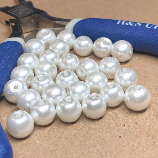 White glass pearl beads