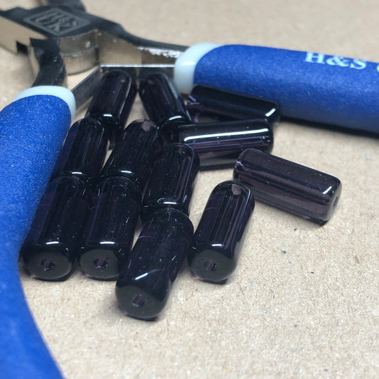 Purple glass tube beads