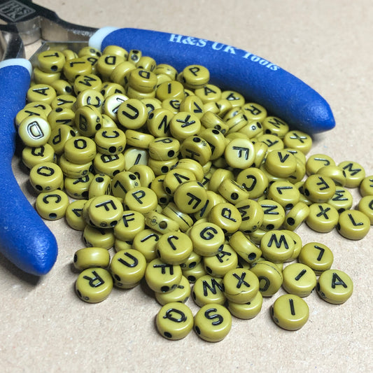 Olive green acrylic alphabet beads