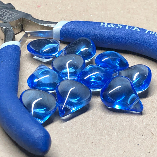 Blue waterdrop glass beads