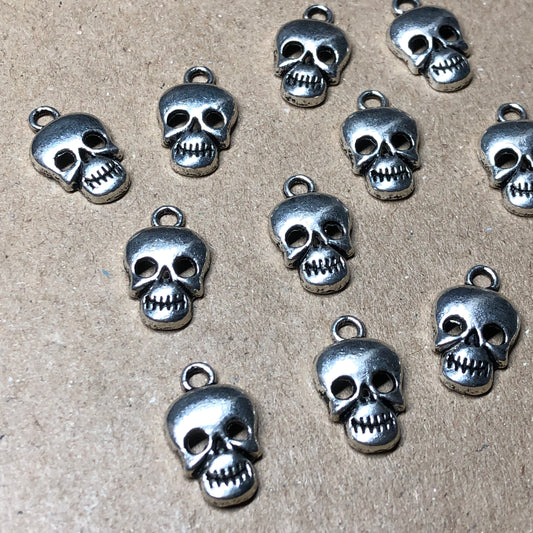 Twelve skull head charms