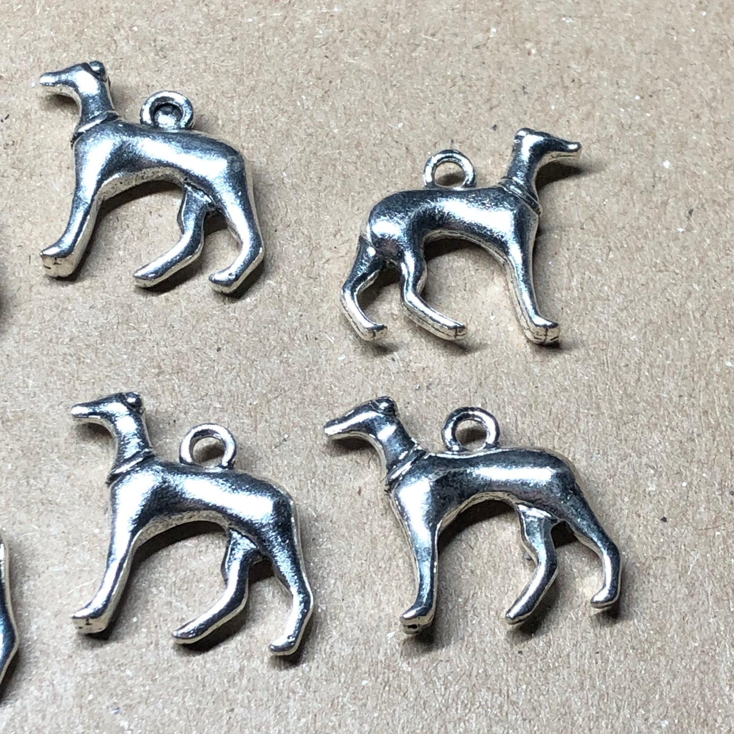 Six greyhound lurcher dog charms