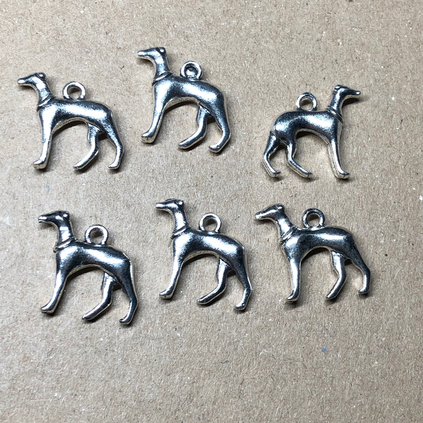 Six greyhound lurcher dog charms