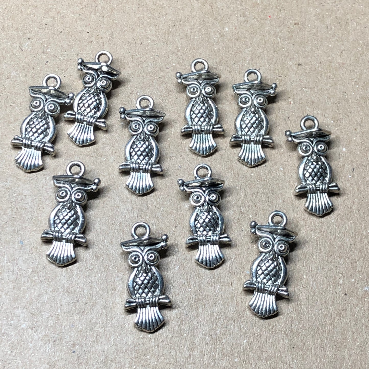 Ten wise owl charms