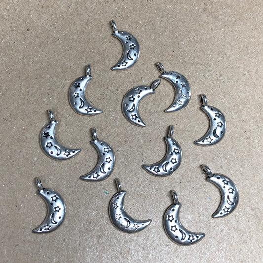 Twelve crescent moon charms