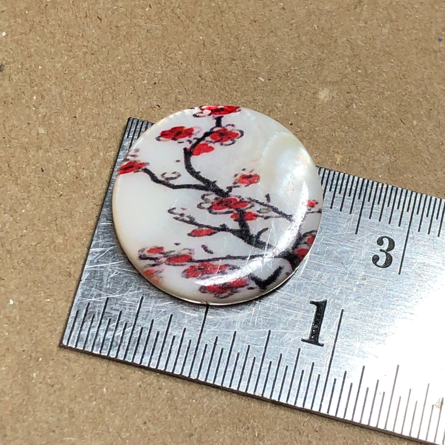 Cherry blossom printed shell beads