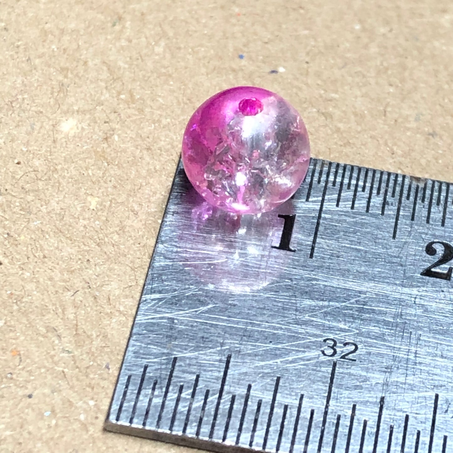 Pink and clear crackle glass beads