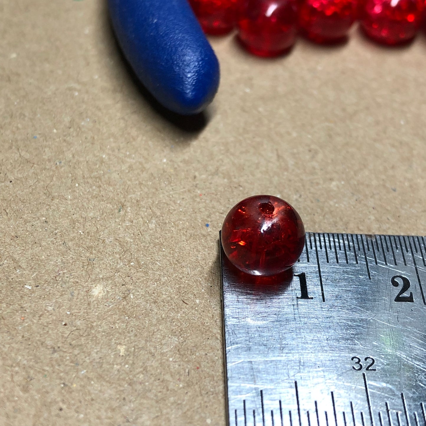 Red mixed crackle glass beads