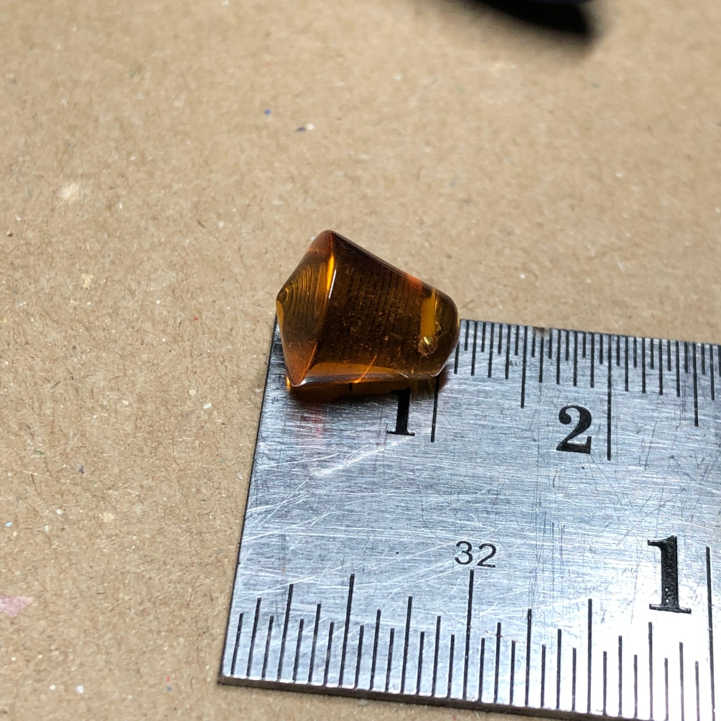 Amber glass cowbell beads