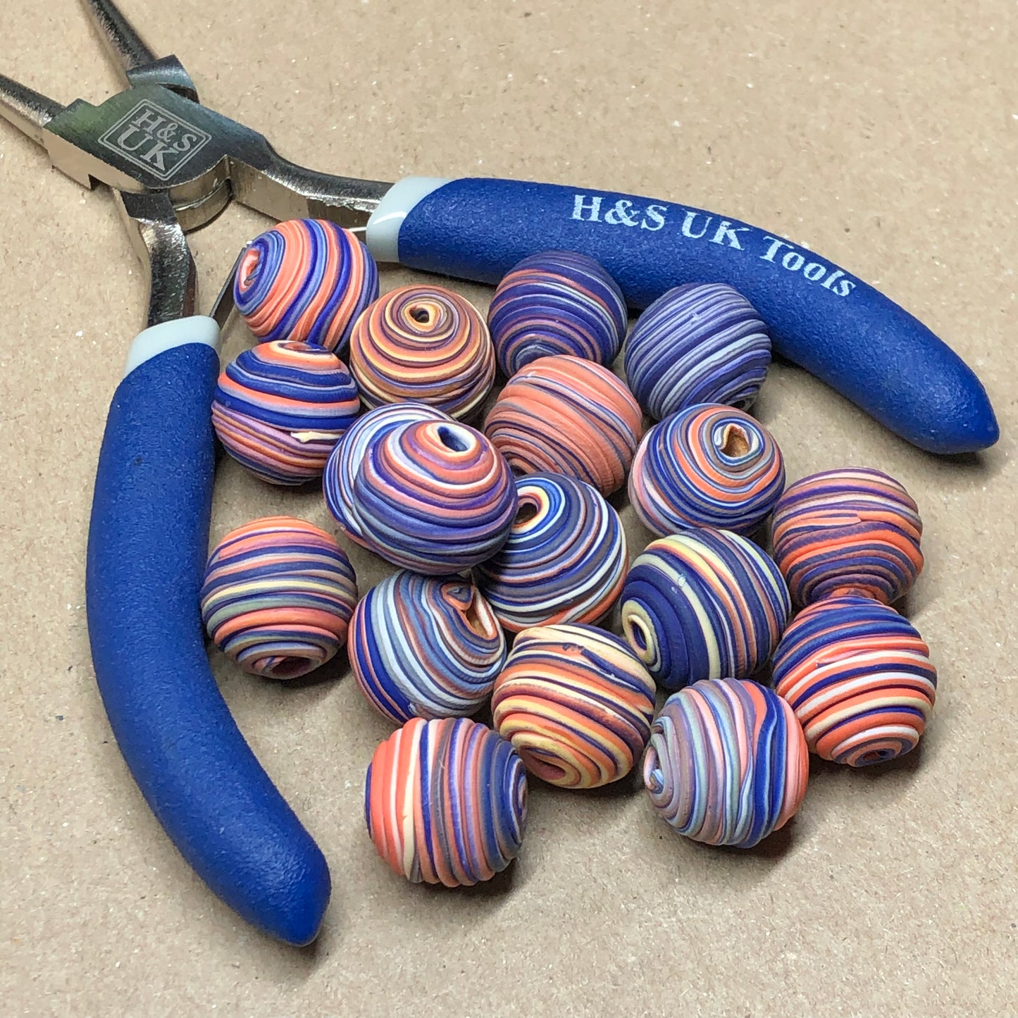 Purple and orange stripe beads