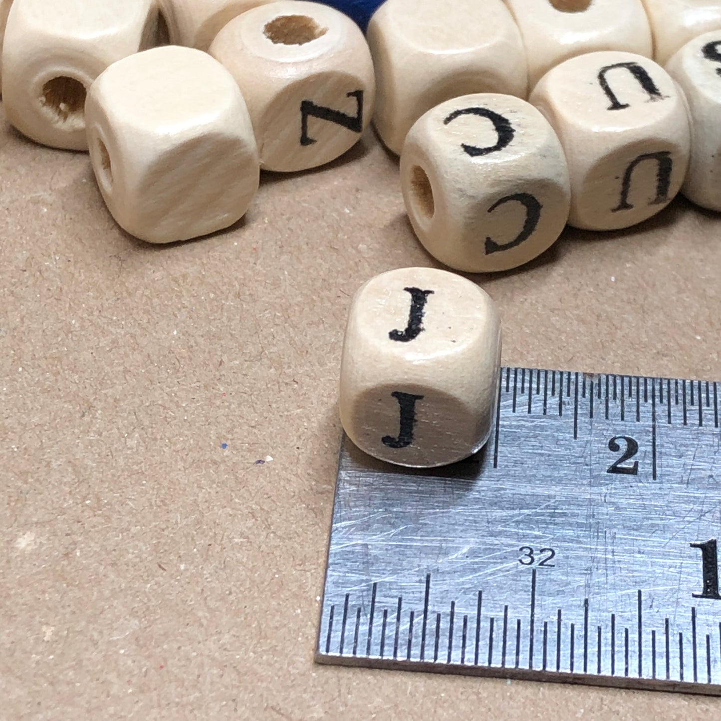 Wooden cube alphabet beads