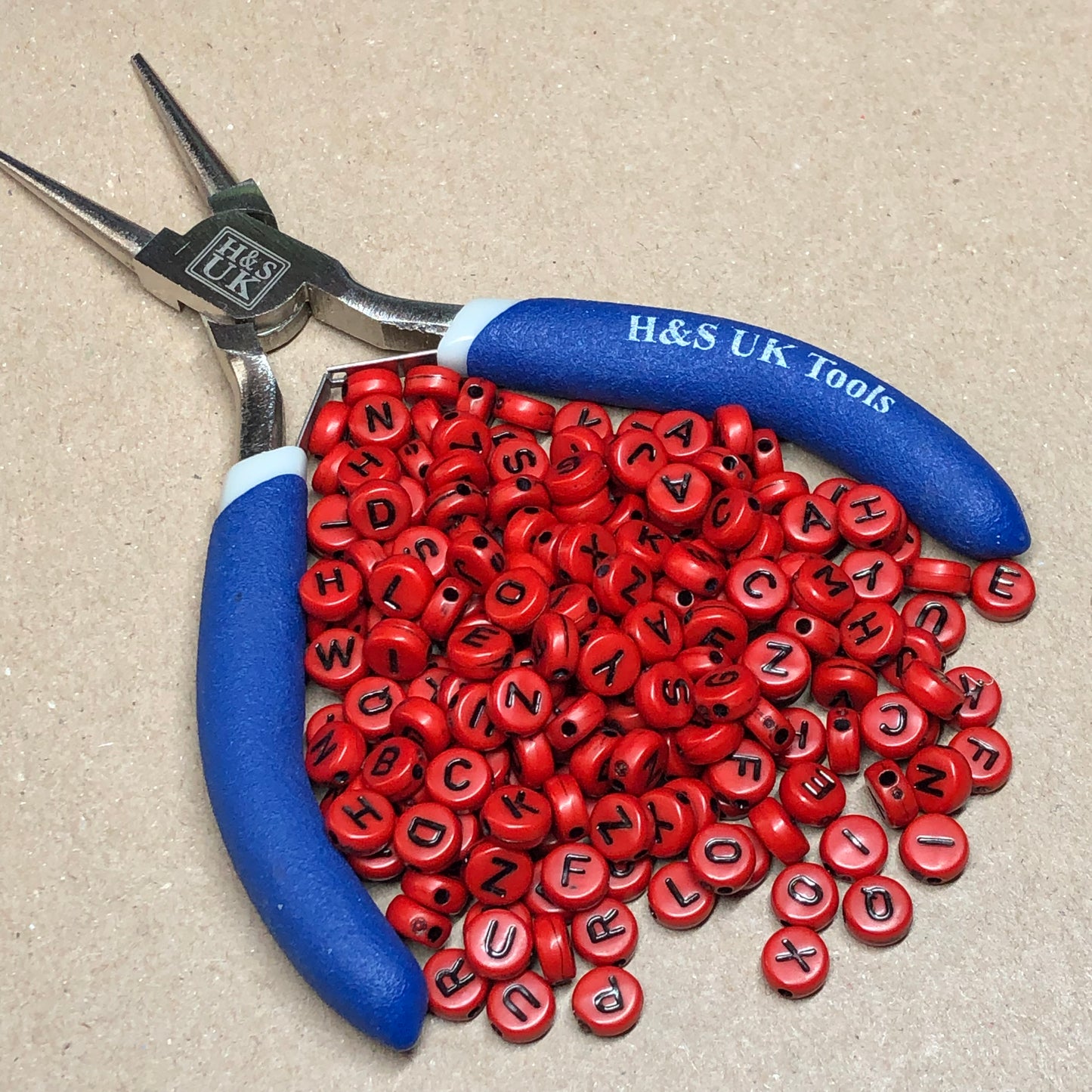 Red acrylic alphabet beads