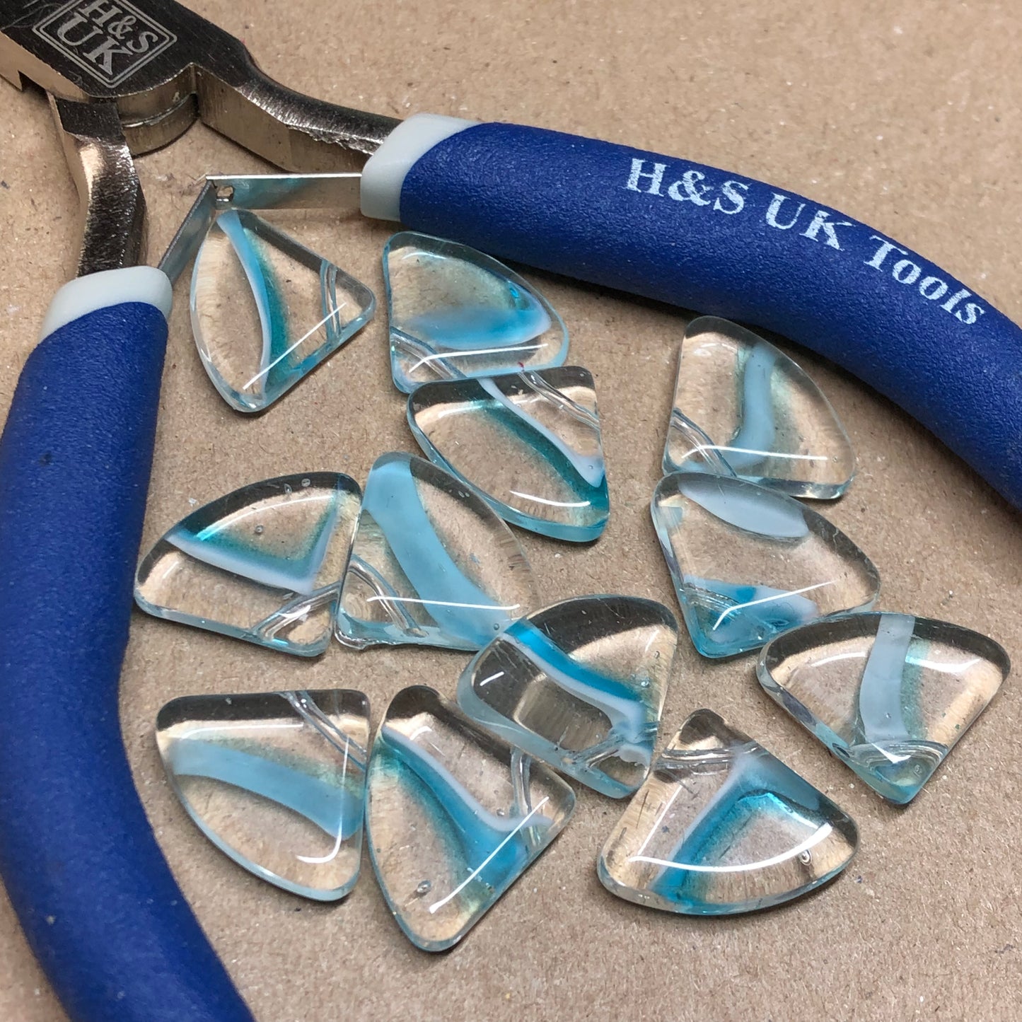 Turquoise fan shaped glass beads