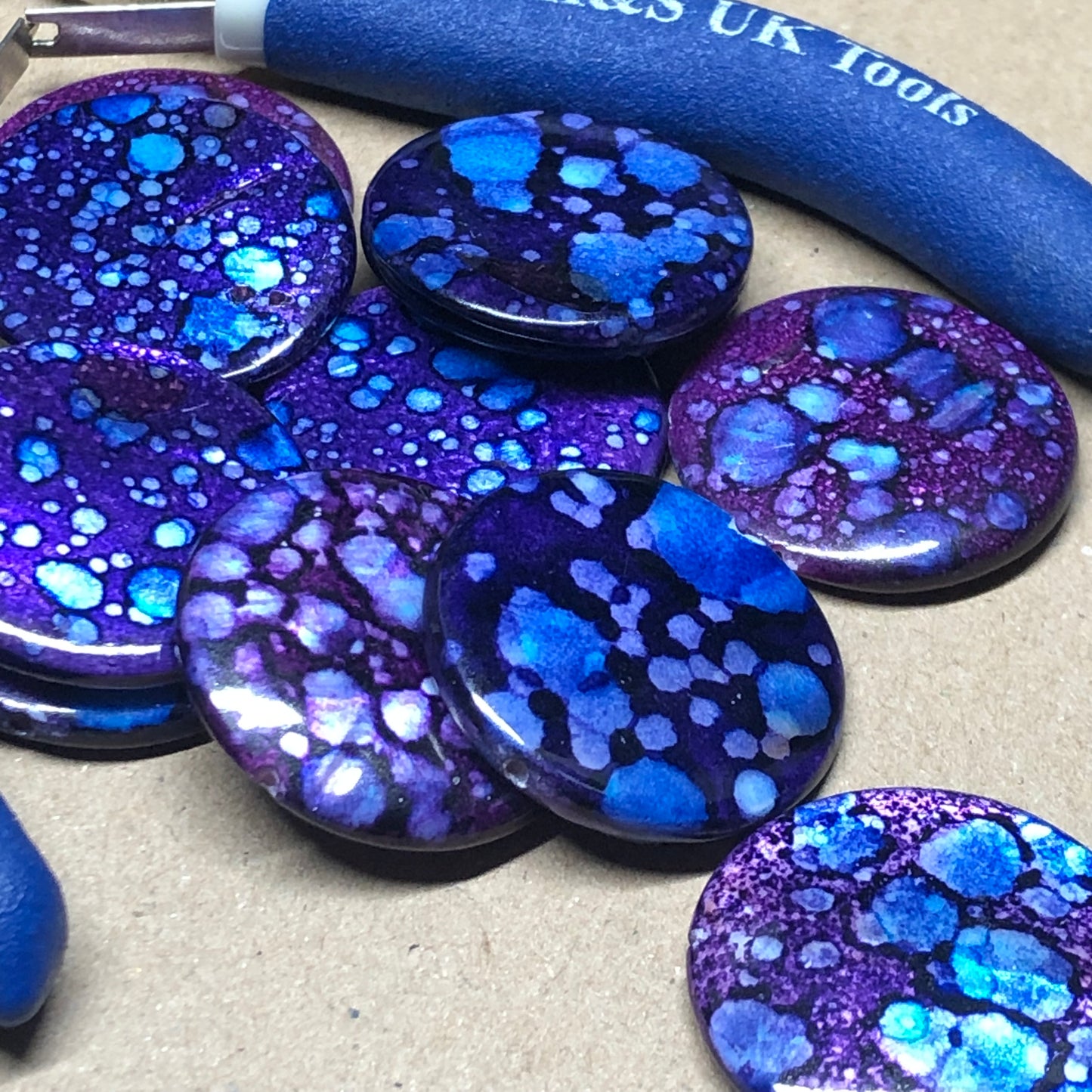 Blue galaxy printed shell beads