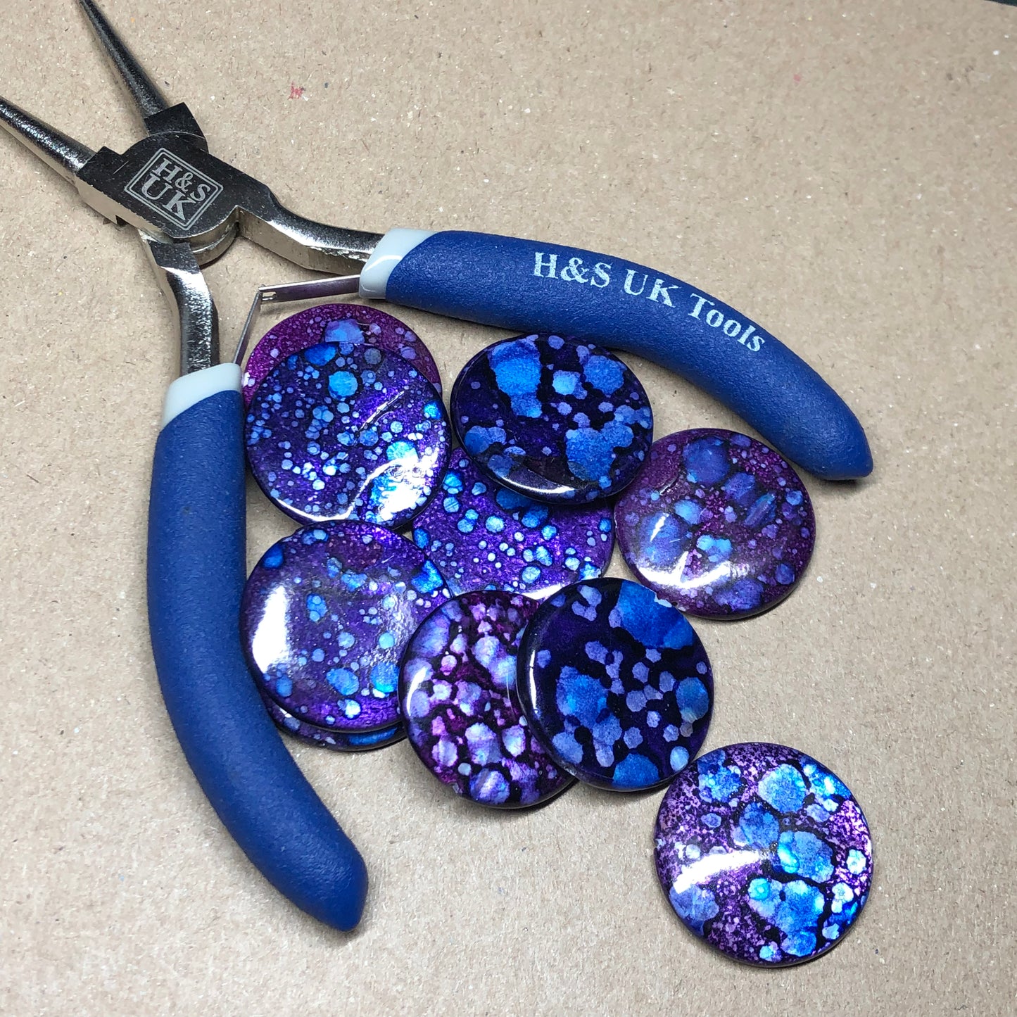 Blue galaxy printed shell beads