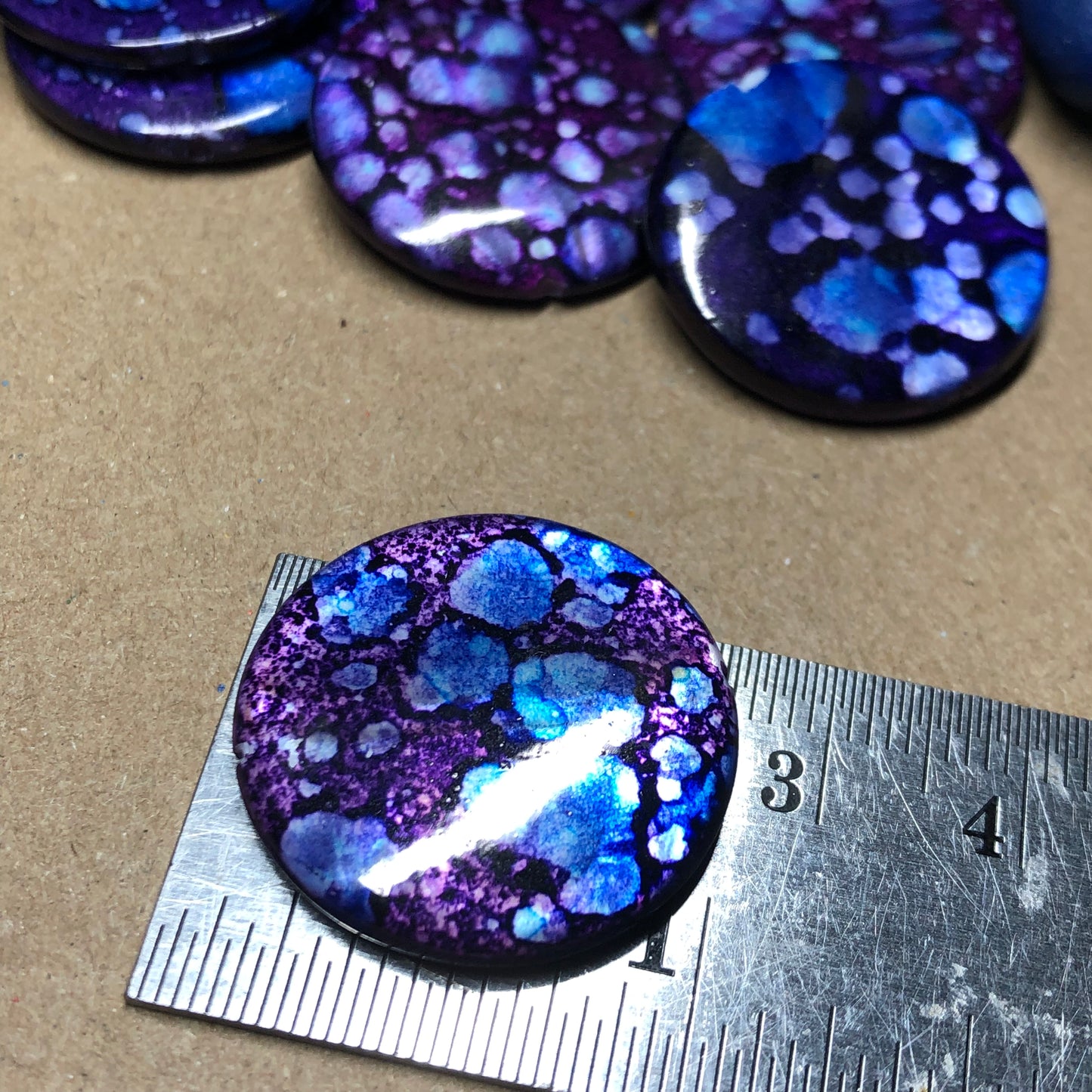 Blue galaxy printed shell beads