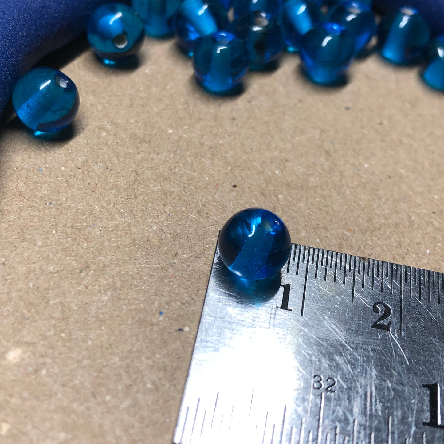 Small blue round glass beads 6mm