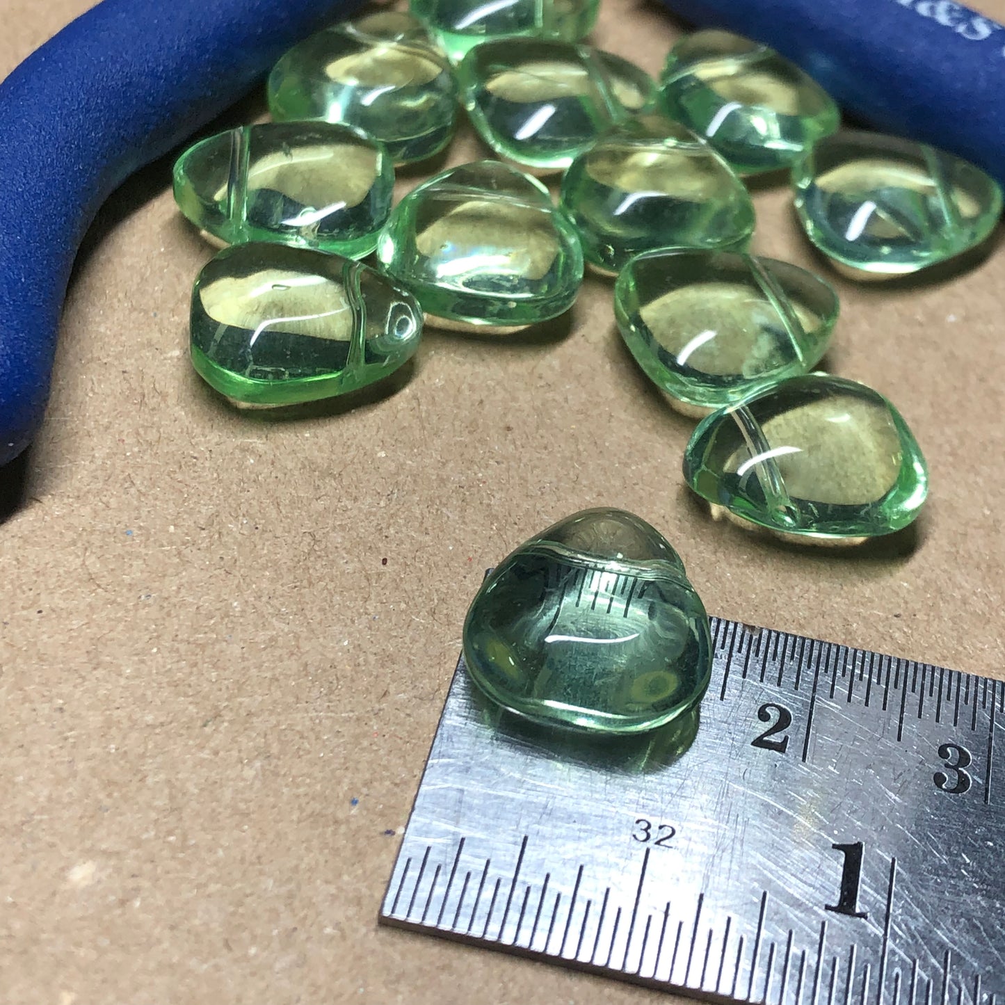 Mint green smooth teardrop glass beads