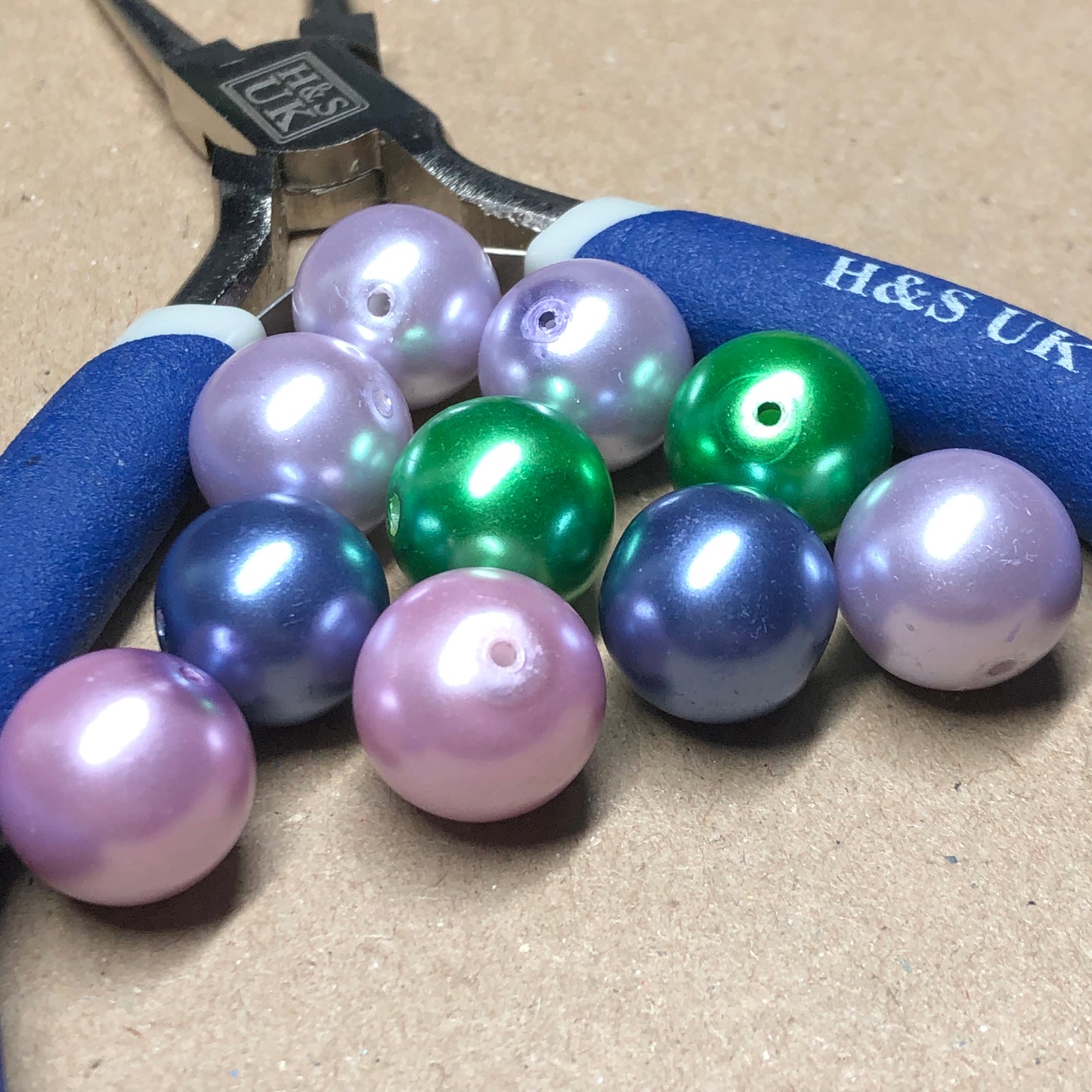 Large glass pearl beads 14mm