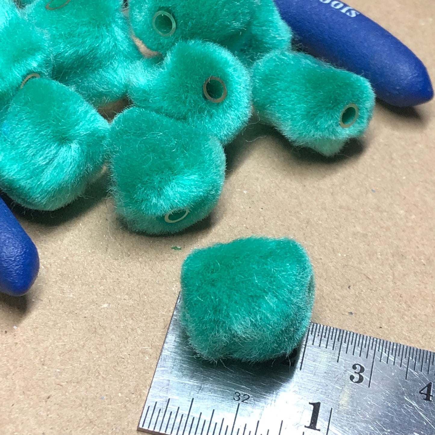 Green fur beads