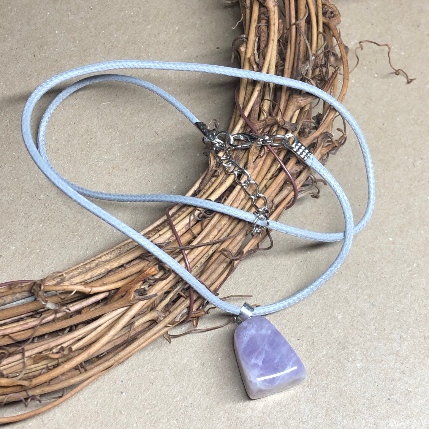 Tumbled Amethyst stone necklace