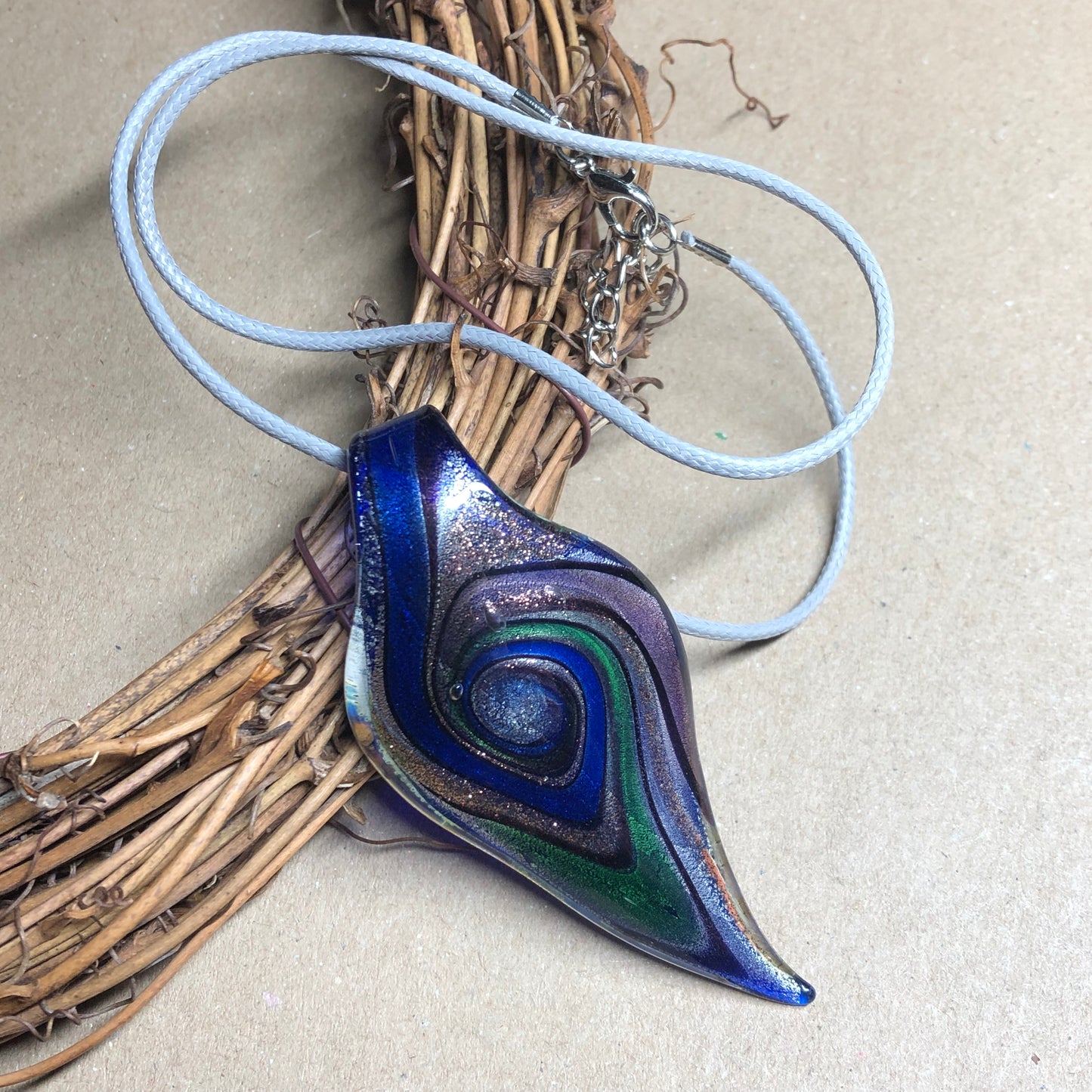 Murano glass leaf necklace