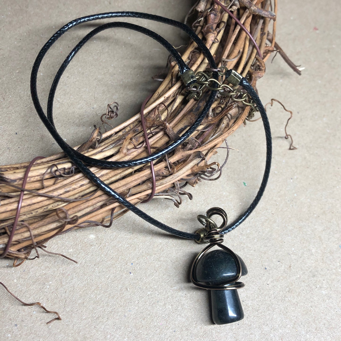 Wire wrap Onyx mushroom necklace