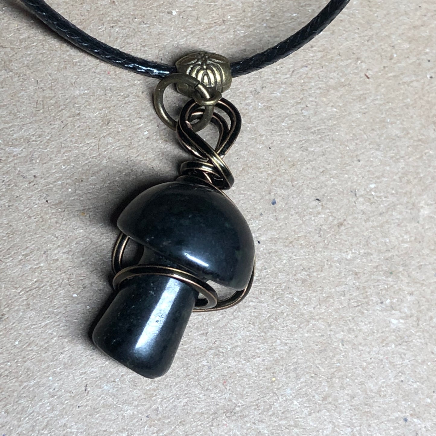 Wire wrap Onyx mushroom necklace