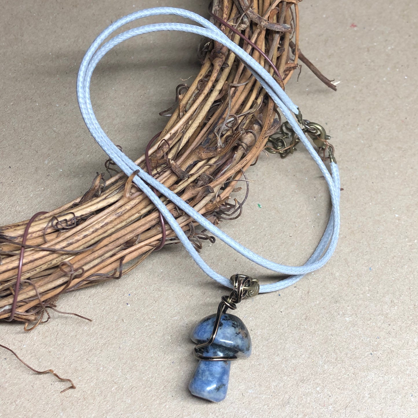 Wire wrap Sodalite mushroom necklace