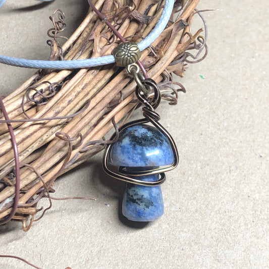 Wire wrap Sodalite mushroom necklace