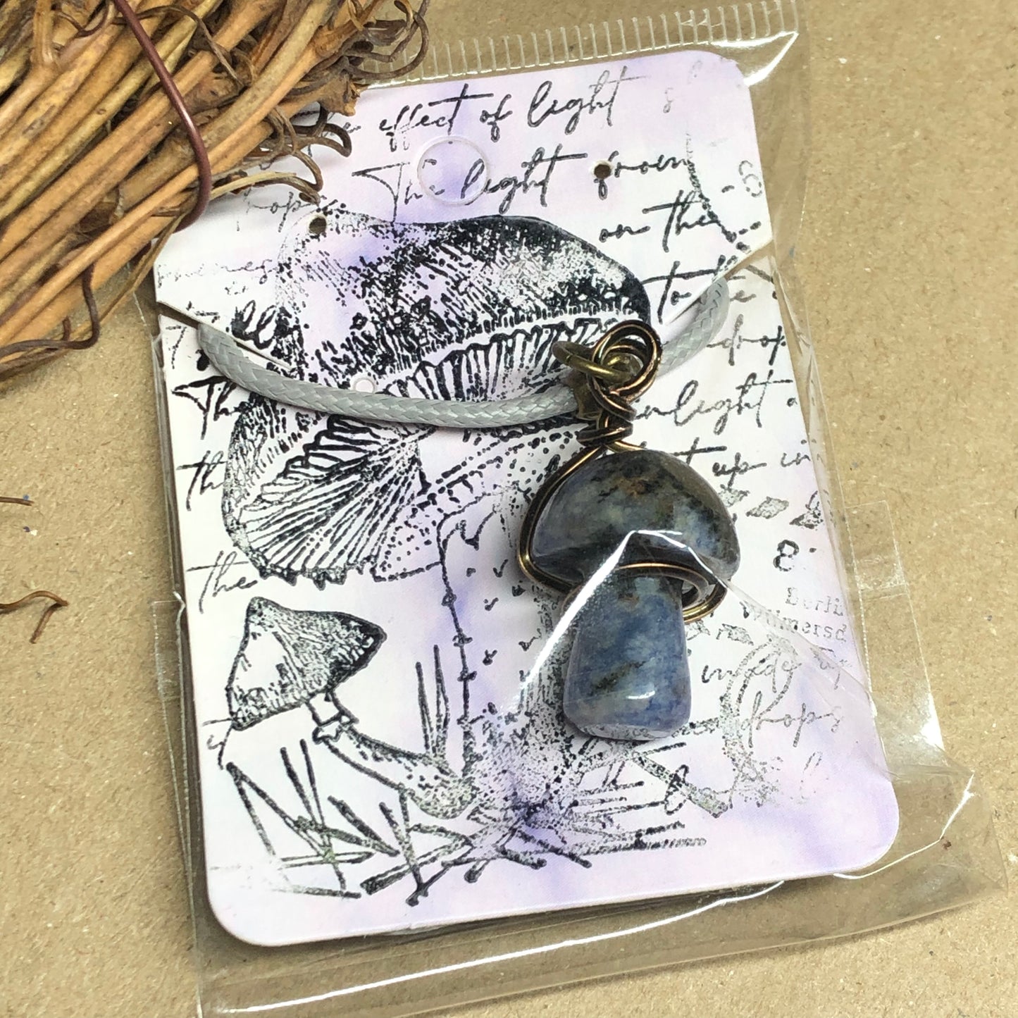 Wire wrap Sodalite mushroom necklace