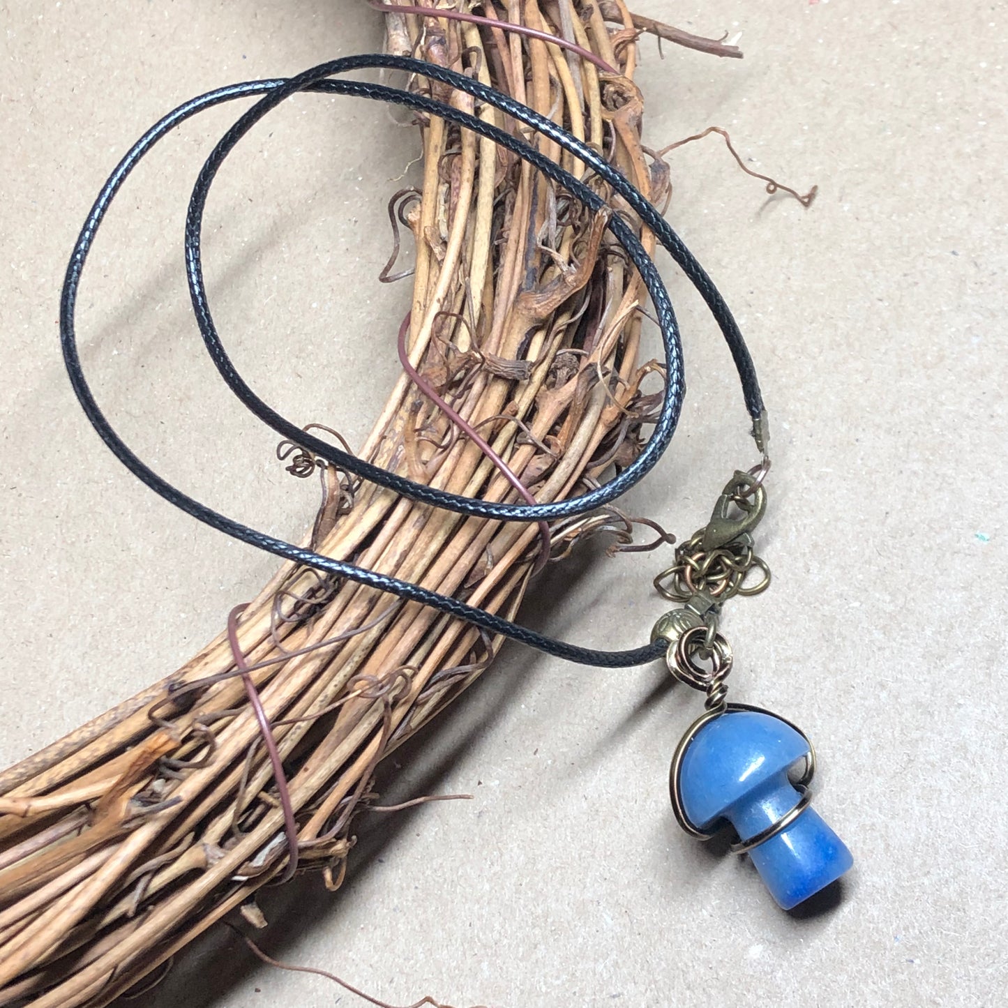 Wire wrap Angelite mushroom necklace