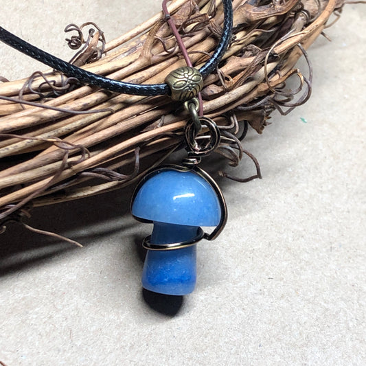 Wire wrap Angelite mushroom necklace