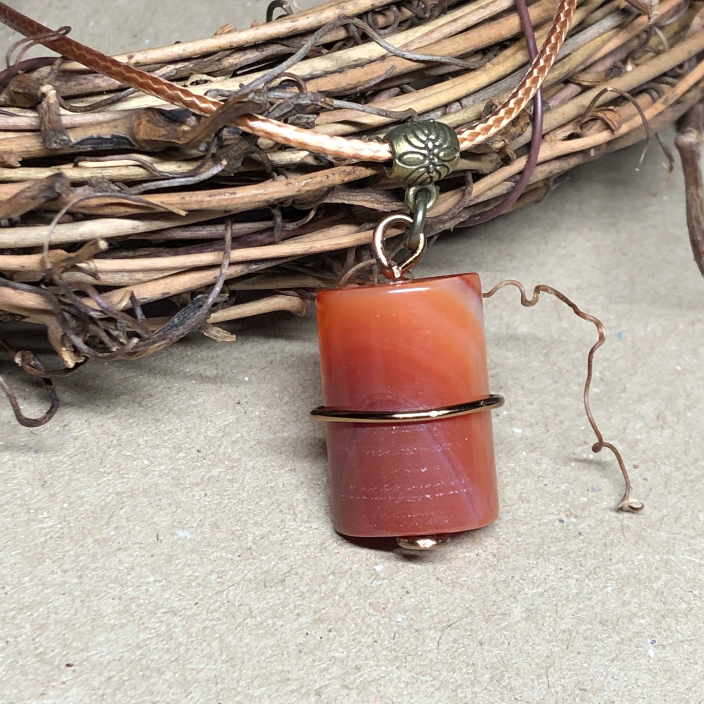 Wire wrap orange Carnelian necklace