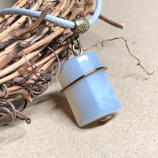 Wire wrap grey Lace Agate necklace