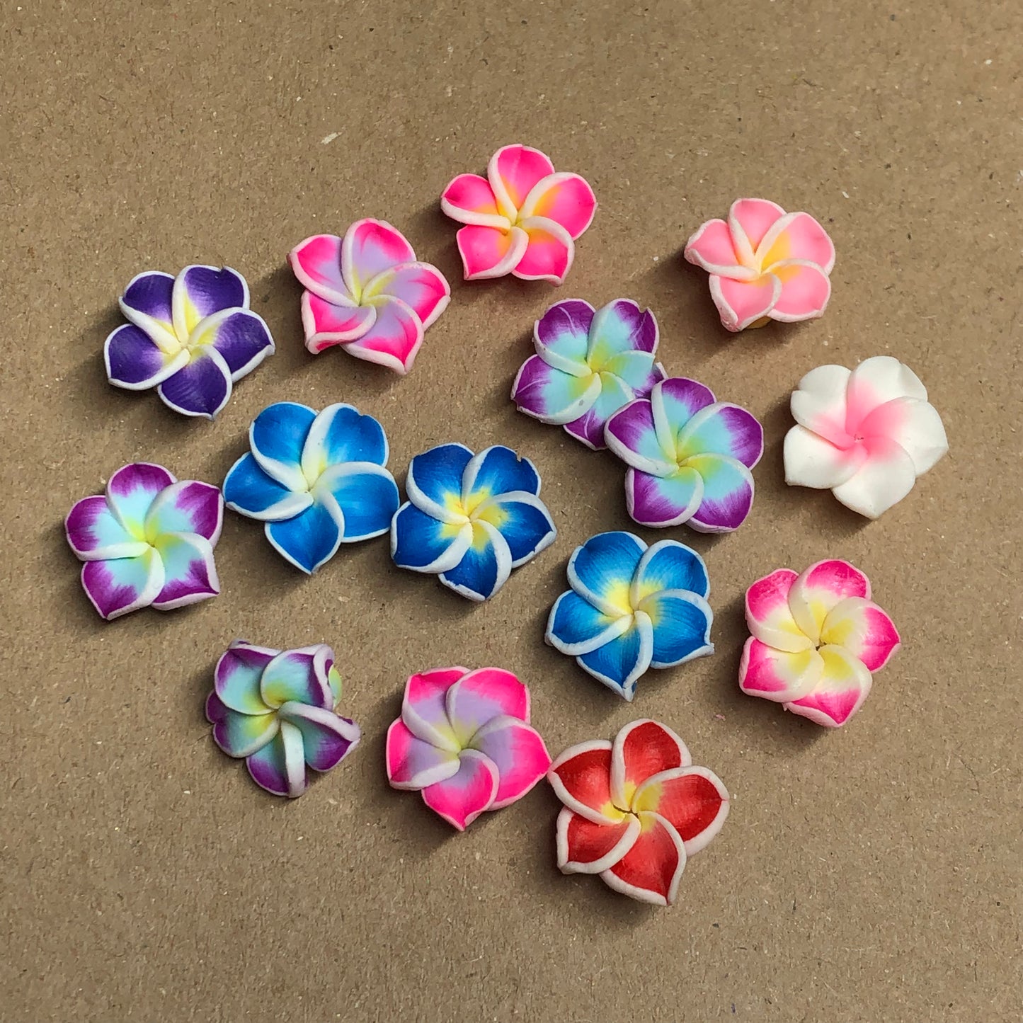 Mixed Fimo flower beads 15mm