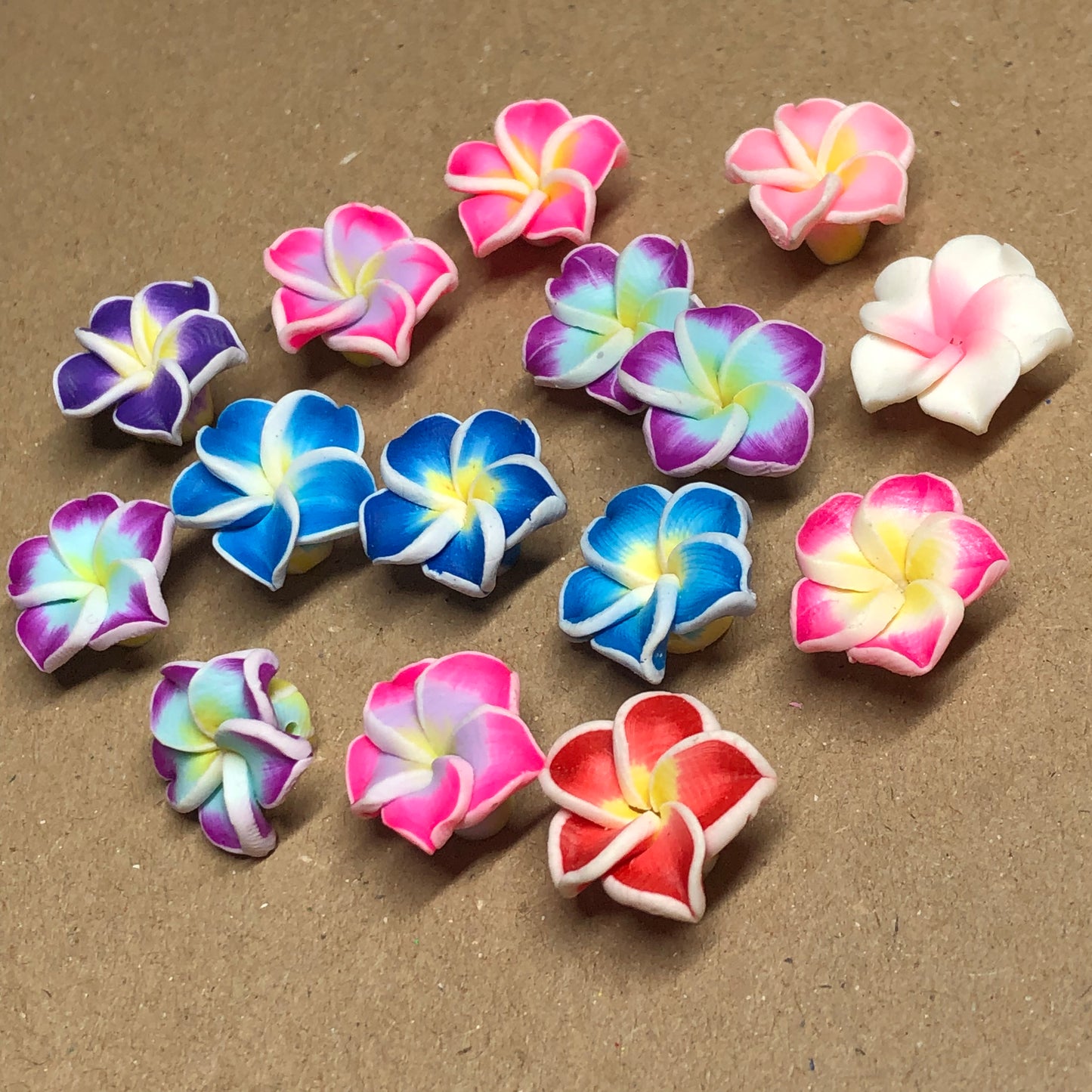 Mixed Fimo flower beads 15mm