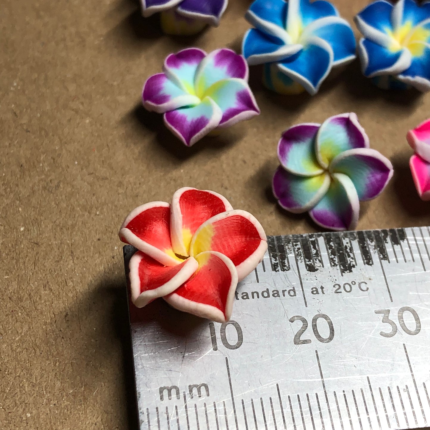 Mixed Fimo flower beads 15mm