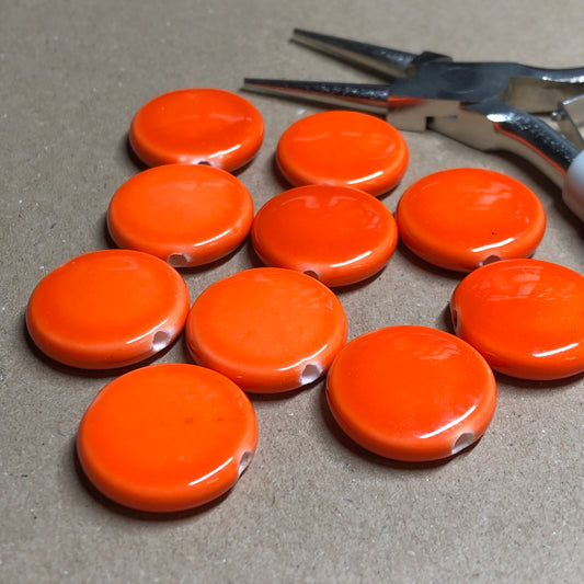 Orange clay coin beads