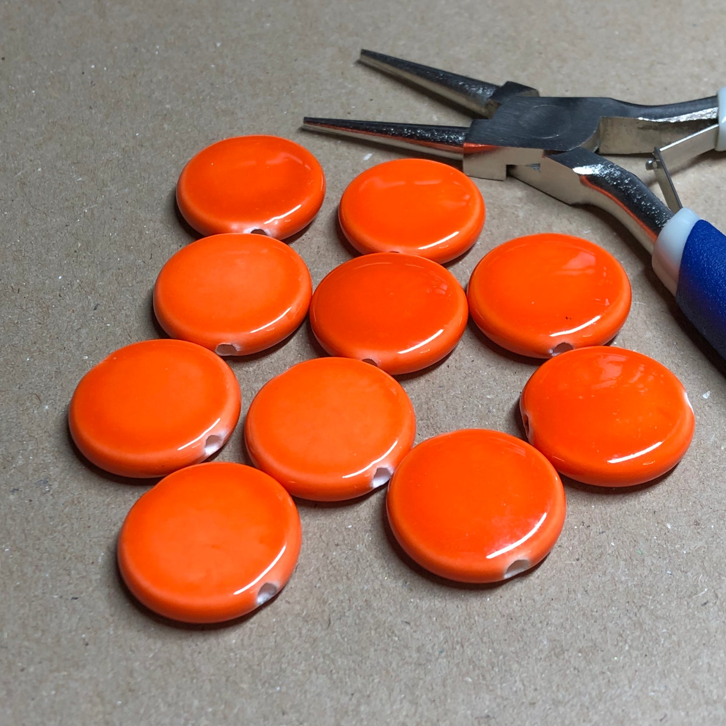 Orange clay coin beads