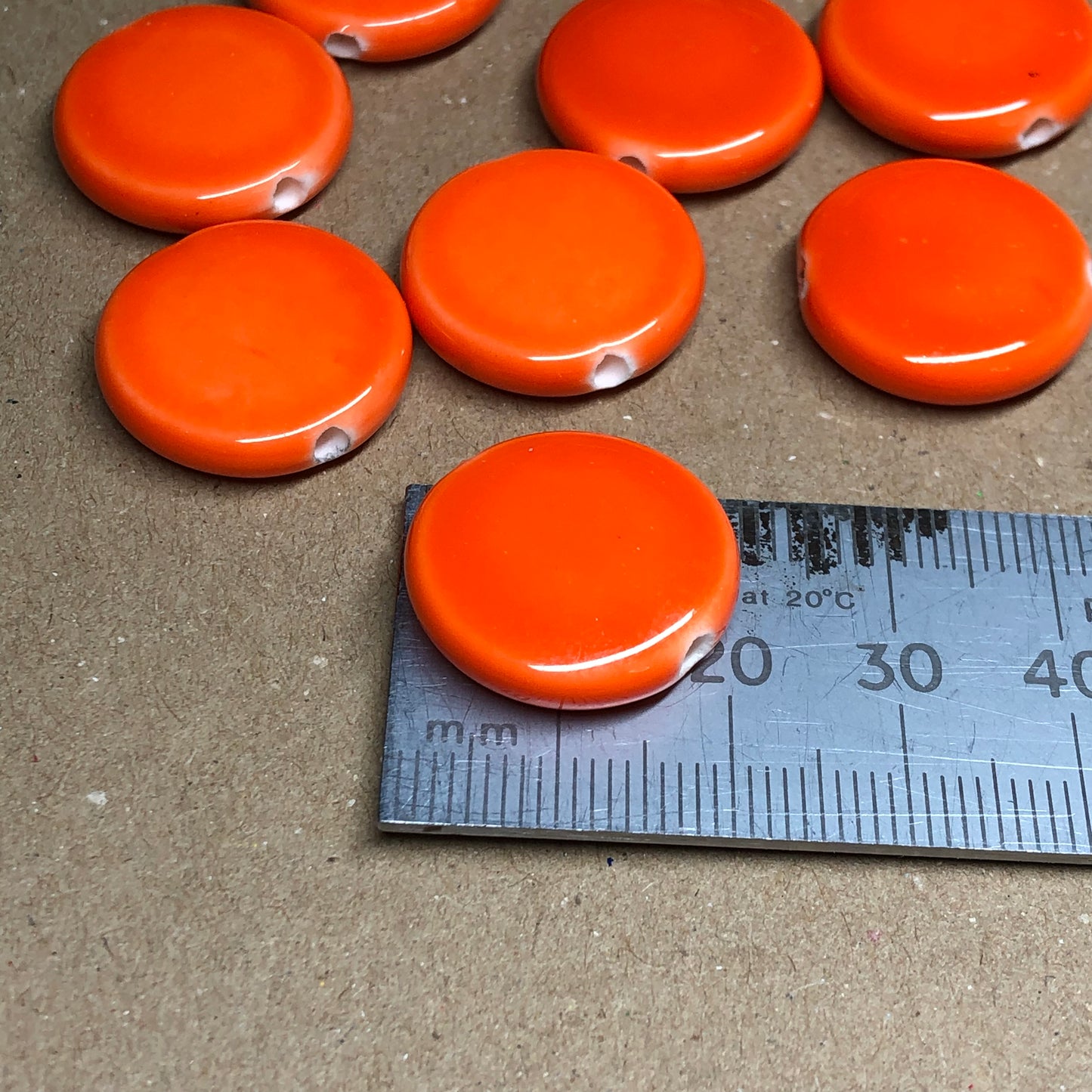 Orange clay coin beads