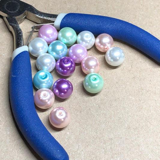 Pastel glass pearl beads 10mm