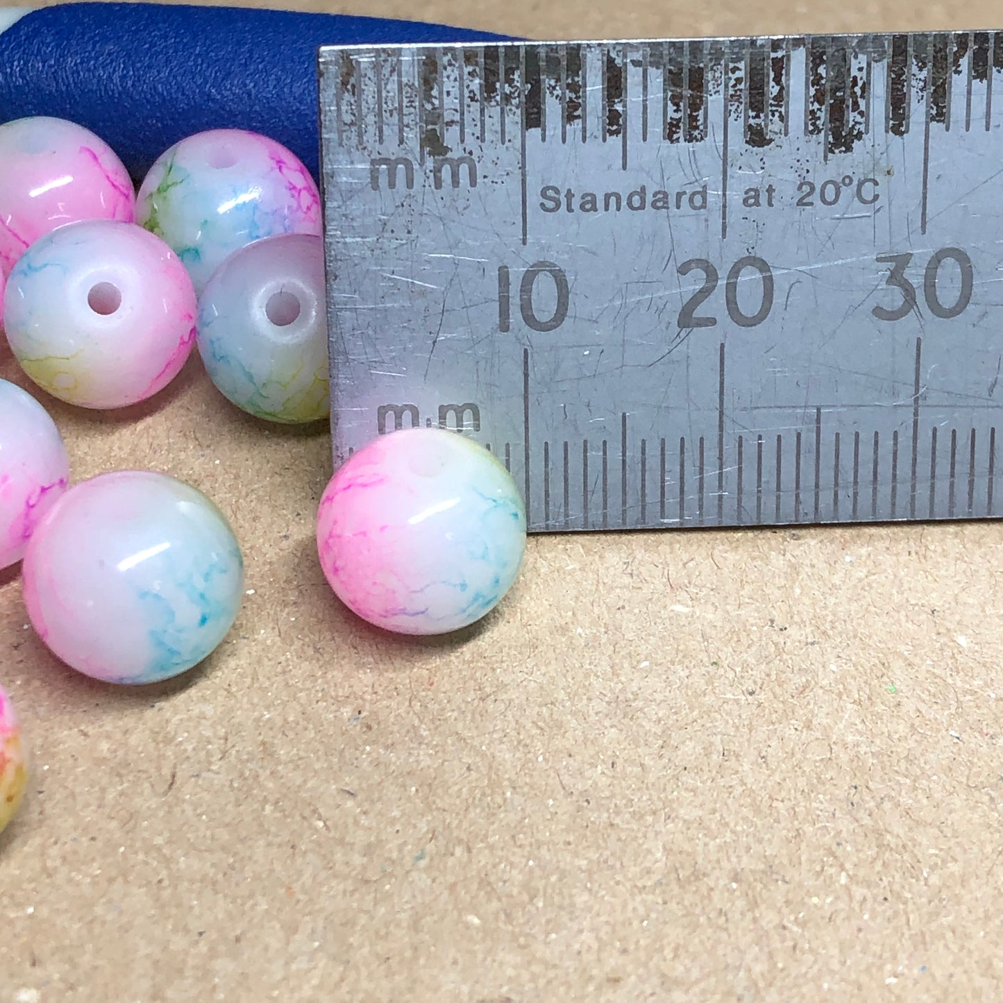 Pastel rainbow glass beads 10mm