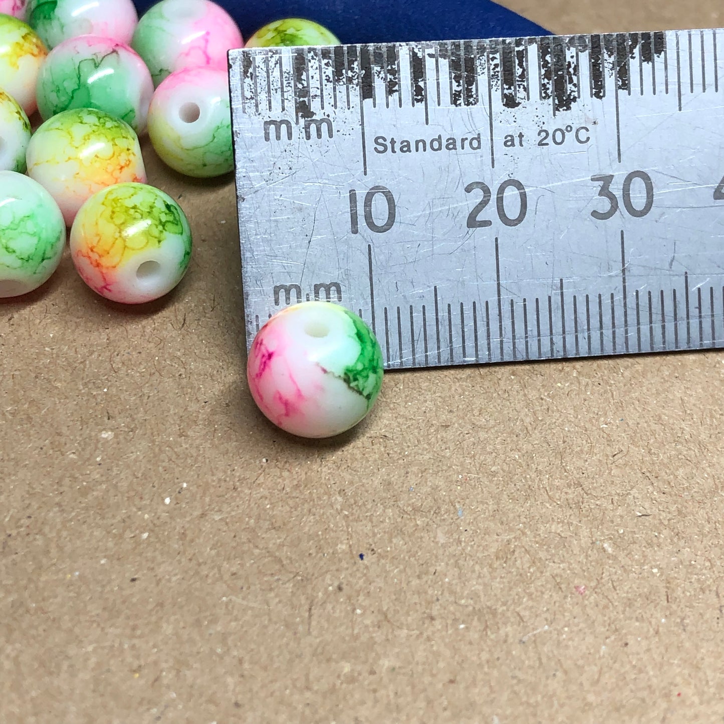 Opaque rainbow glass beads 10mm