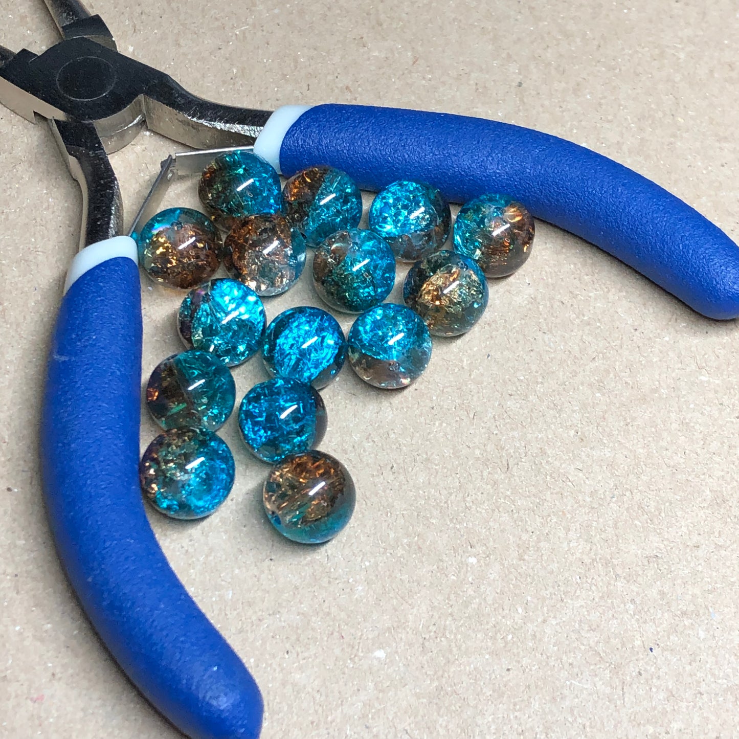 Two-tone turquoise and coffee beads 10mm