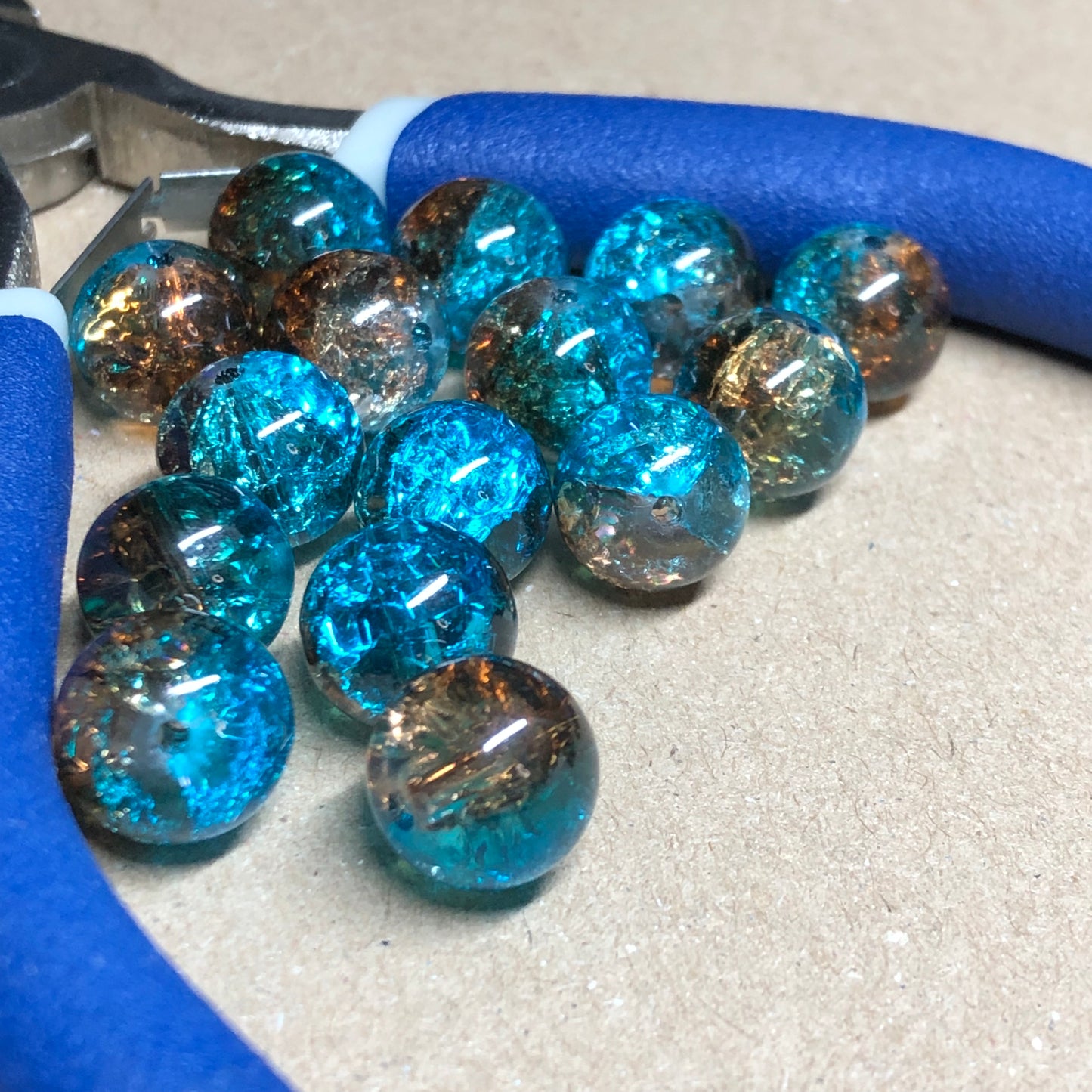 Two-tone turquoise and coffee beads 10mm