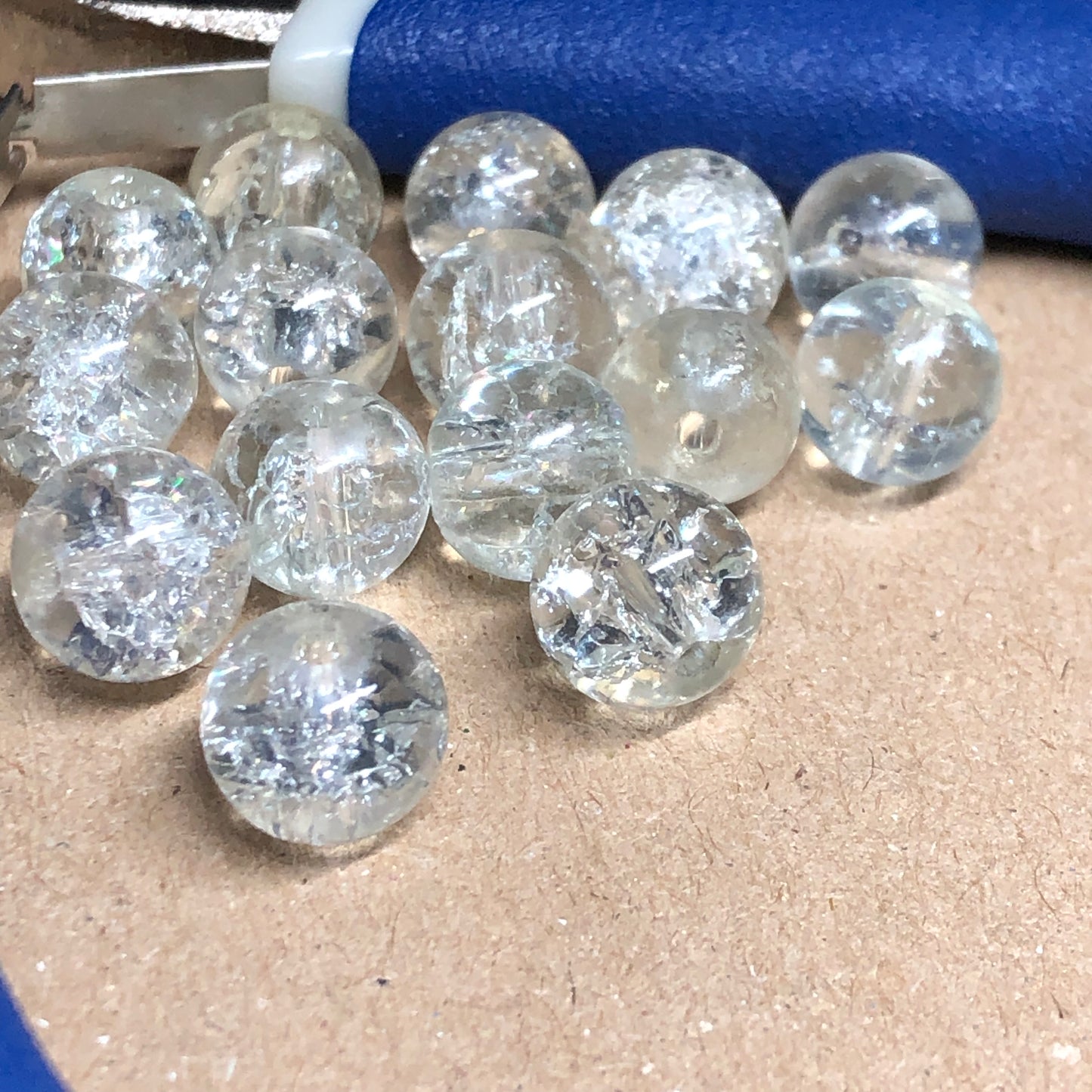 Clear crackle glass beads 8mm