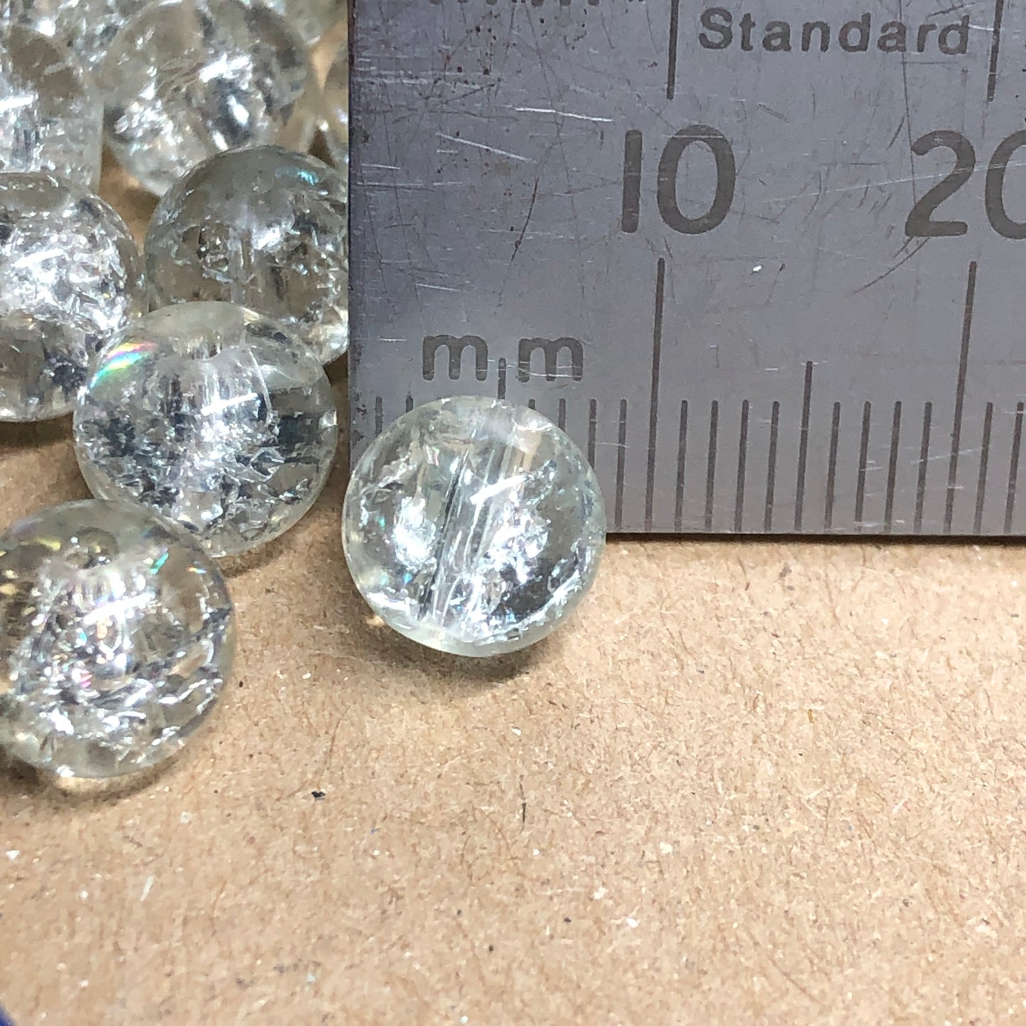 Clear crackle glass beads 8mm