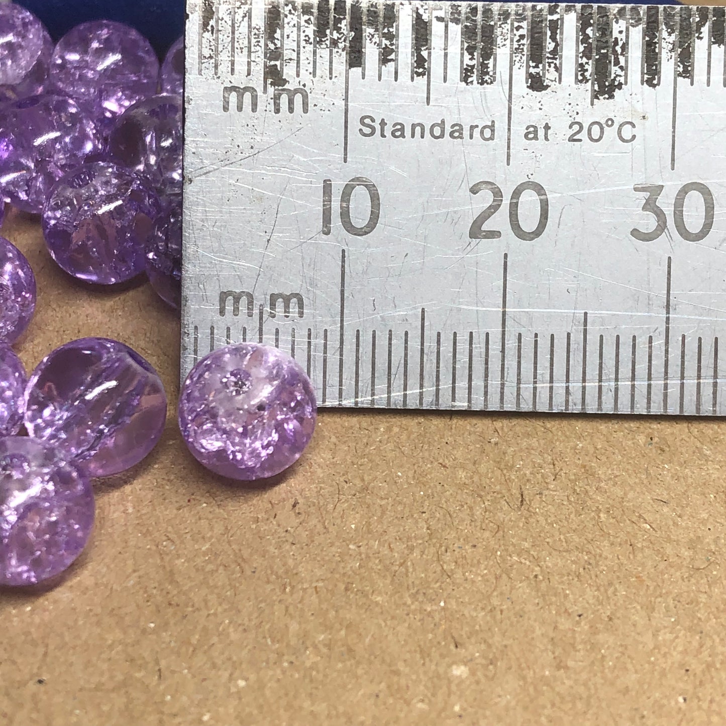 Light purple crackle glass beads